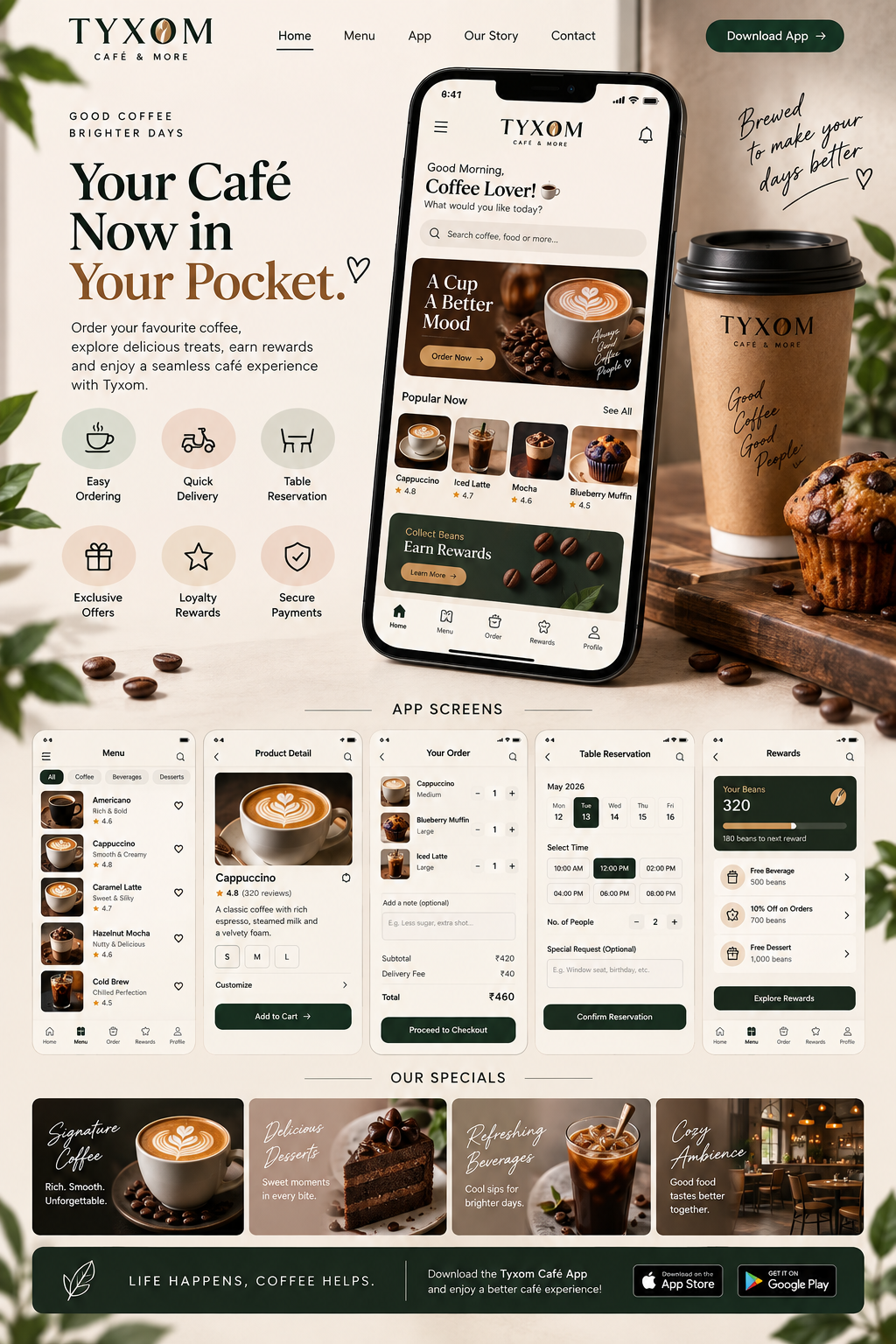 Cafe website design example