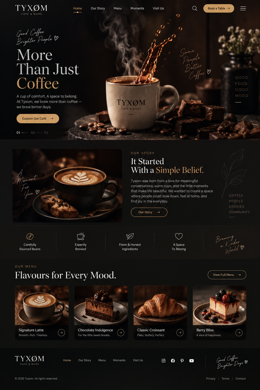 Cafe website design example