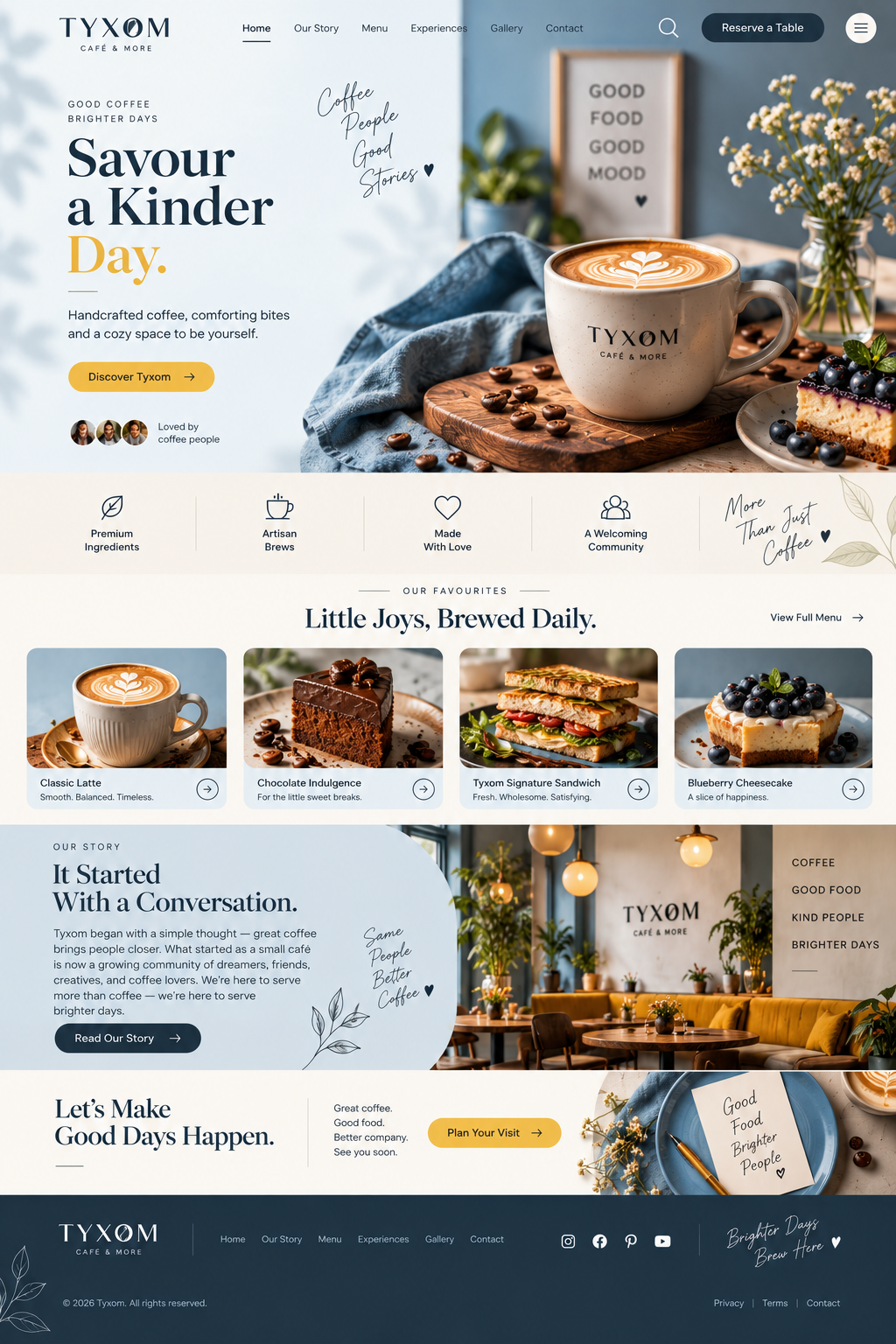 Cafe website design example