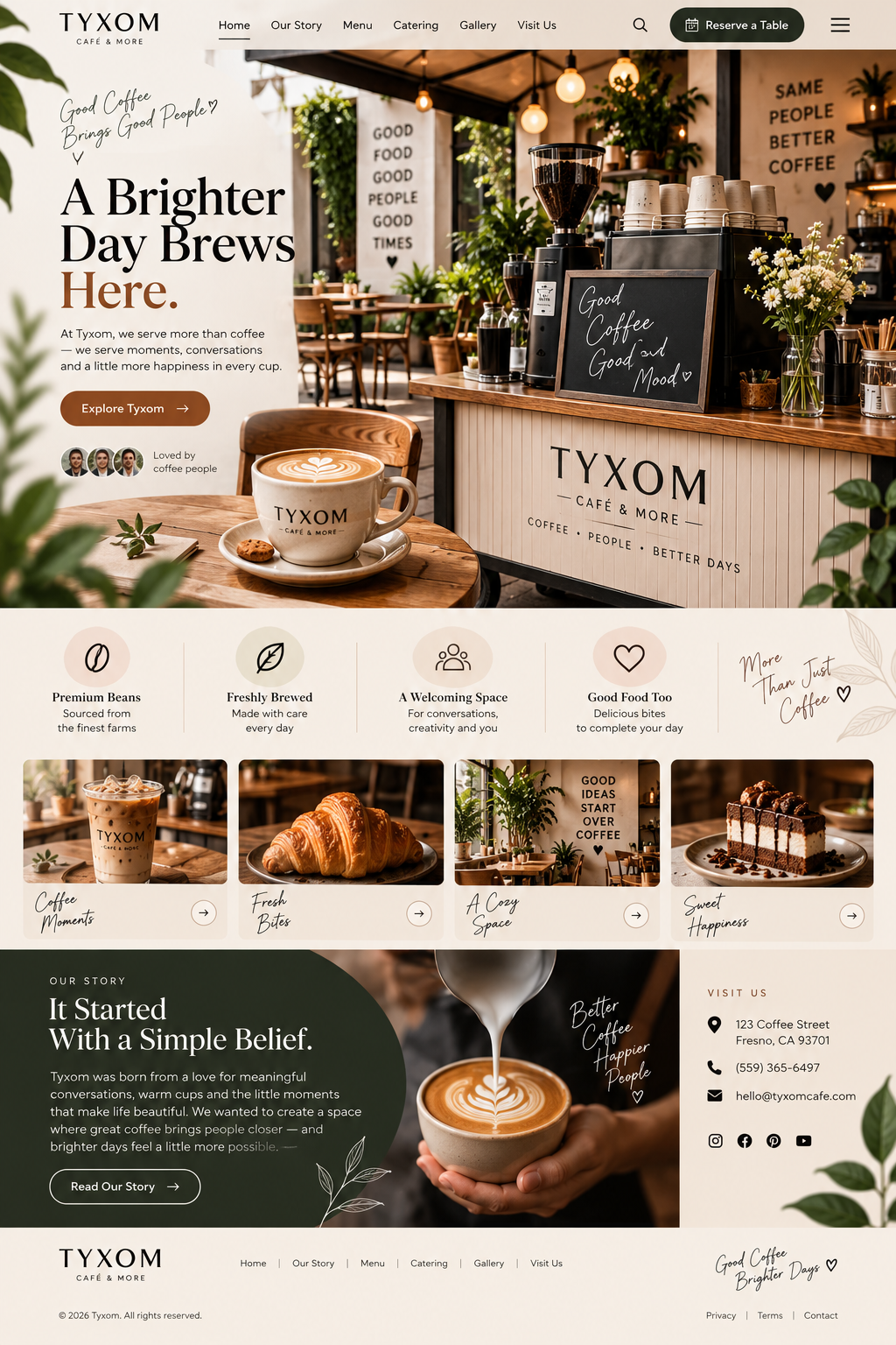 Cafe website design example