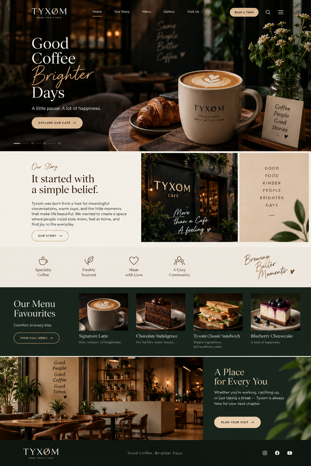Cafe website design example