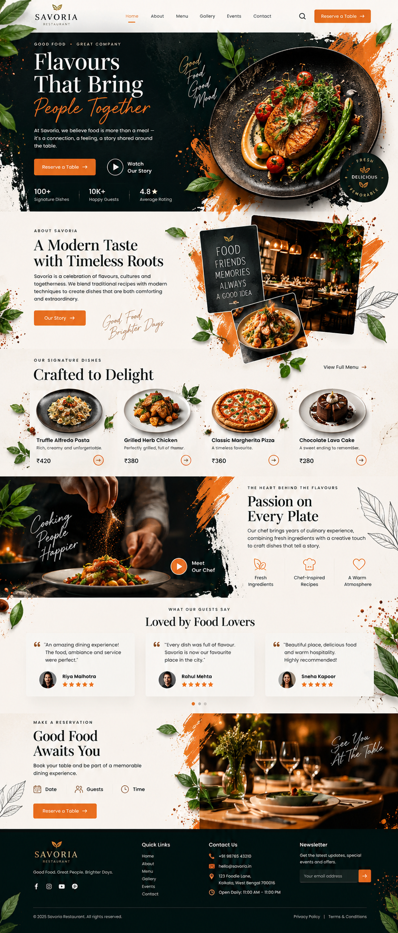 Restaurant website design example 01